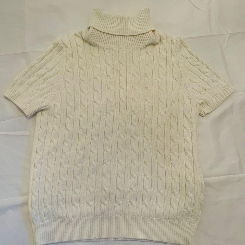 Cream Cable Knit Turtleneck Sweater for Men
